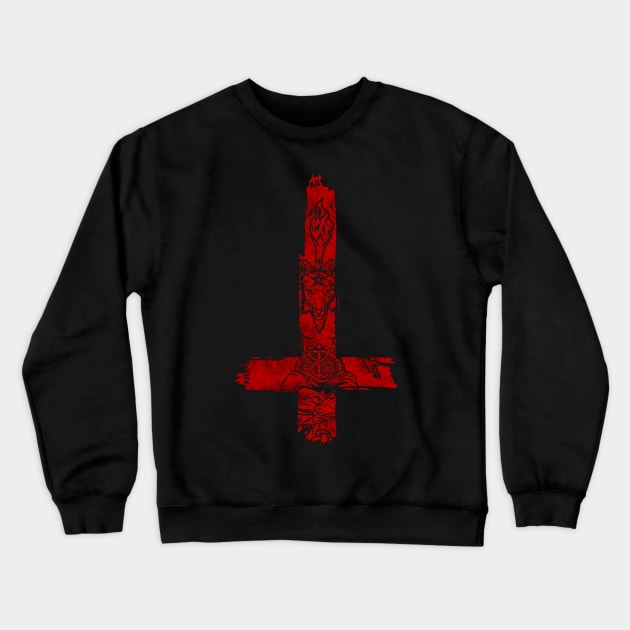 Satanic Inverted Baphomet Cross - Satan Occult Gift Crewneck Sweatshirt by biNutz